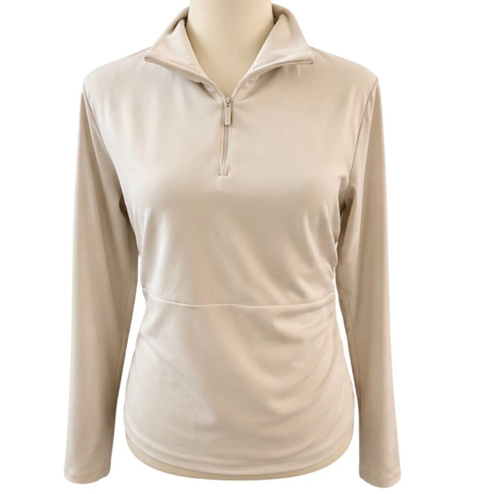 Athleta Transcend Half Zip Pullover, Cream, Long Sleeve, Women's Size Large